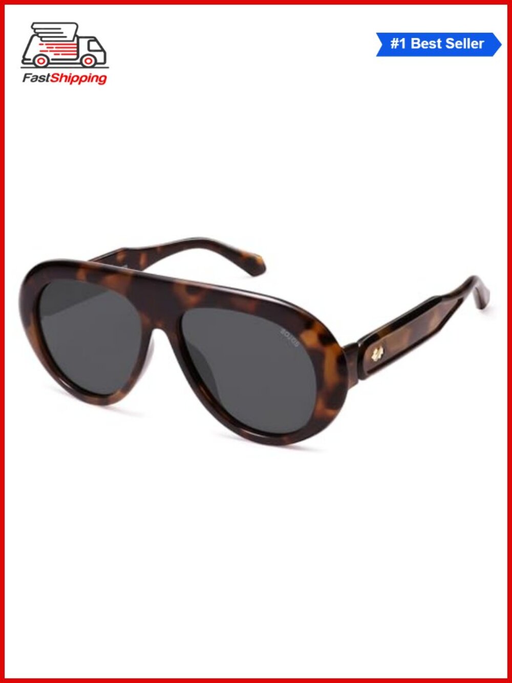 Oversized Polarized Aviator Sunglasses UV400 Retro 70s Metal Detail